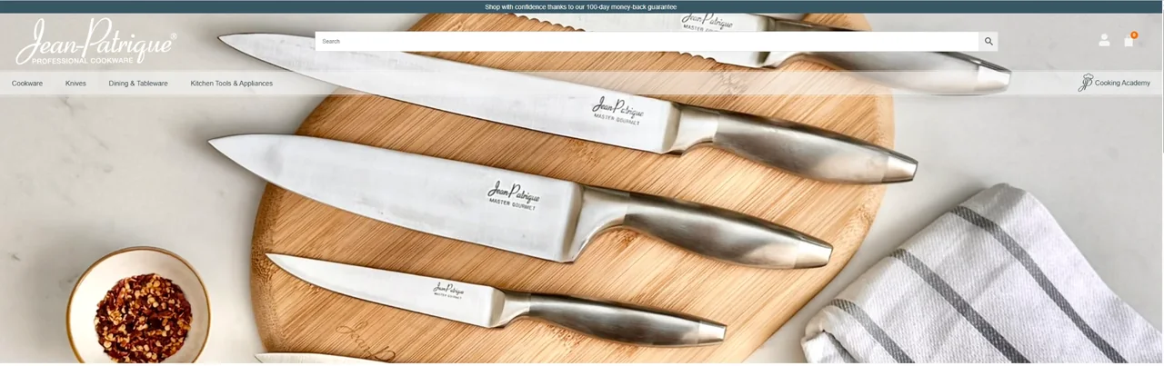 Jean Patrique kitchenware brand storefront home page