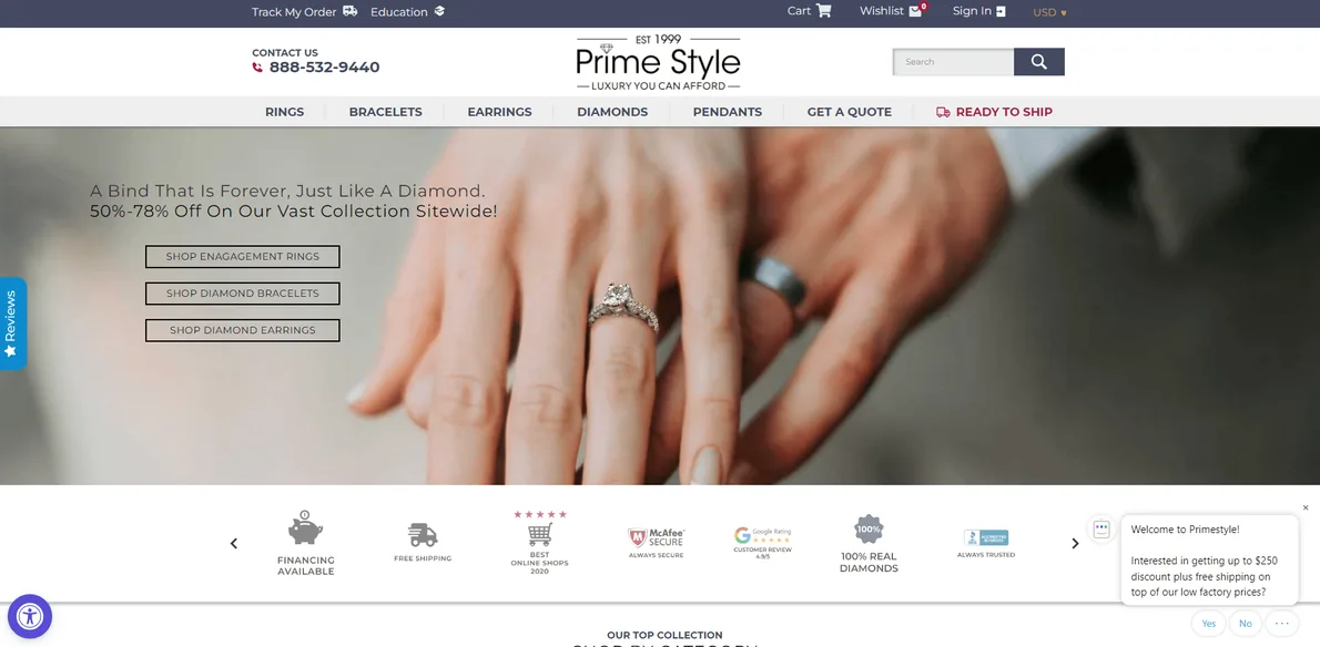 PrimeStyle storefront home page after the conversion-focused redesign