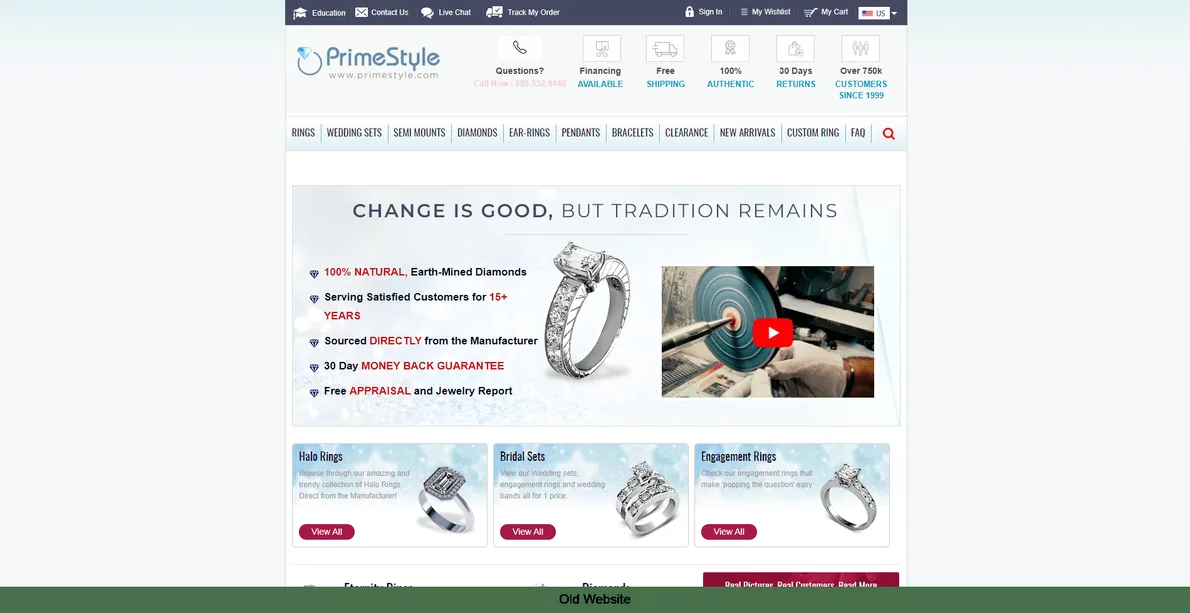 The original PrimeStyle homepage on Magento, before the redesign