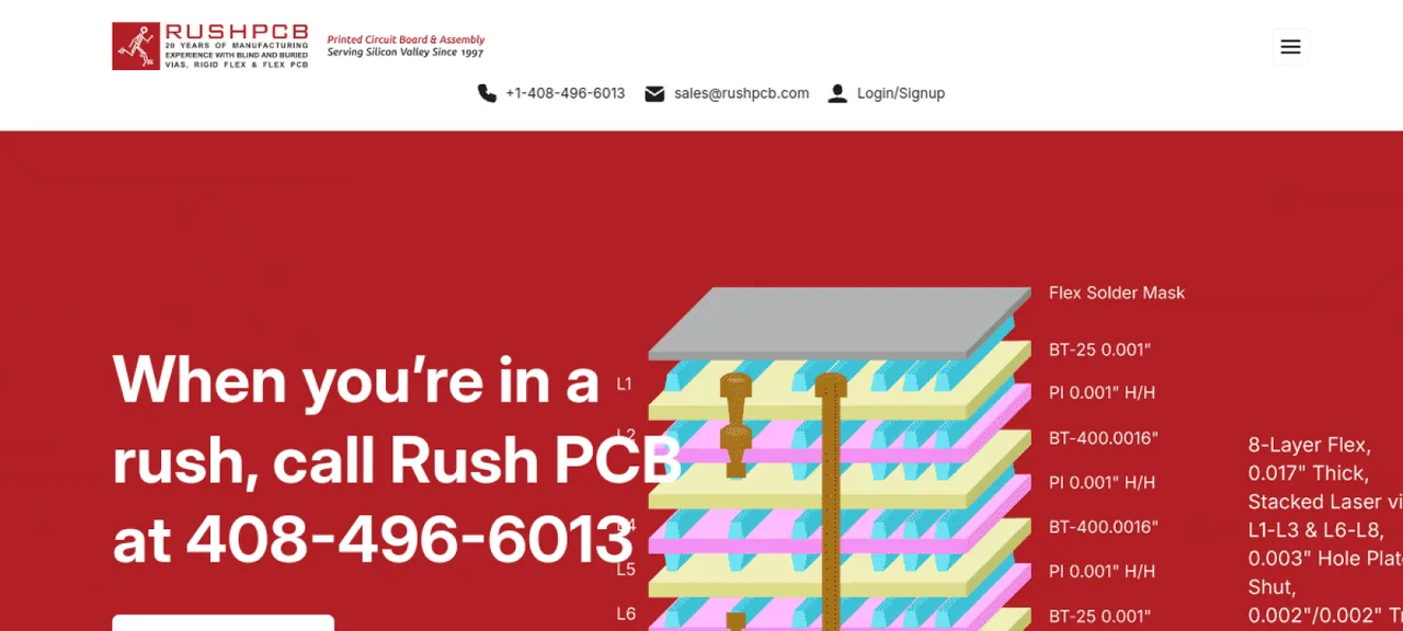 Rush PCB homepage hero
