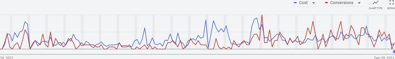 Search non-brand campaign performance graph in Google Ads