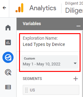 Variables section in Explore Reports